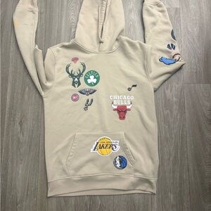Beige Hoodie with NBA Team Logos